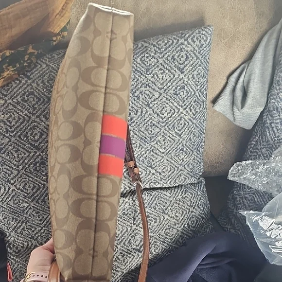 Sold!!!! Coach Tan Bag with Red and Purple Interior - Picture 7 of 11